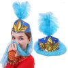 Berets Jeweled Chapéu Clássico Fascinator e Festivo Carnaval Headwear Halloween Cosplay Requintado com Penas