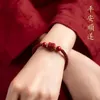 Bangles Cinnabar Sixcharacter True Words Rope Bracelet Female Year Couple Handwoven Original Stone Male Lucky Beads Attract Wealth