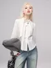 Women's Blouses ADAgirl White Lace Up Blouse Vintage Casual Long Sleeve Shirt For Women Korean Style Old Money Aesthetic Clothes Office Lady