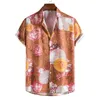 Men's Casual Shirts Mens Vintage Green Floral Beach Short Sleeve Button Down Hawaiian Shirt Summer Holiday Party Aloha Male