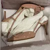 Skor Hög V-Family Nude Women in Toe Wrap Thin Pointed French V-Button