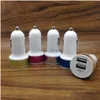 Mobiltelefonladdare Dual USB Ports 2.1A Metal Car Charger Colorf Micro Plug -adapter Drop Leverans Telefoner Tillbehör DHU4W