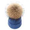 Bonnets hiver marque femme fourrure Pom Poms chapeau pour femmes fille bonnet tricoté épais Skullies