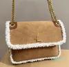 2024 Nowa kołdana torba crossbody Bag Fall Winter Chain Projektant jagnięcy wełniane matowe lukier zamszowe kobiety pod pachami ramię Messenger torebka torebka