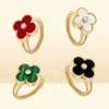 Кольцо Lucky Clover Fourleaf Cleef Love, золотые кольца для женщин, мужские роскошные обручальные кольца9983930