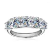 Anéis de cluster 925 prata esterlina 3.6ct d cor moissanite diamante para mulheres 14k banhado a ouro casamento anel de eternidade jóias finas