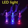 LED-Licht Mini-Glasbecher Bong Tragbare Rauchwasserpfeife Inline-Matrix Perc Rauchpfeifen mit 10-mm-Glasölbrennerrohr LL