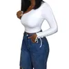 Kadın Tişörtleri Tek omuzlu uzun kollu 2024 Moda Slim Fit Kırpılmış T-Shirt Seksi All Maç Kısa Giyim