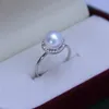 Cluster Rings JZ02 Lefei Fashion Bit Flaw Luxury Trendy Justerbar Strong Luster 7-8mm Freshwater Pearl Ring for Women 925 Silver Fine