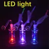 LED-Licht Mini-Glasbecher Bong Tragbare Rauchwasserpfeife Inline-Matrix Perc Rauchpfeifen mit 10-mm-Glasölbrennerrohr LL