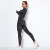 Leggings pour femmes sans couture femme sexy chemise d'entrejambe ouverte ensemble pantalon de sport creux élastique couple sexe en plein air culotte longue butin costume de levage