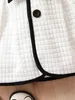 여자 아기 패션 가을/겨울 열대 드레스 세트 공주 재킷 클래식 흑백 대조 가디건 스웨터 240123