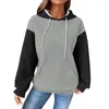 Women's Hoodies 2024 Color Block Long Sleeve Casual Drawstring Cotton Layering Tops For Women Tube