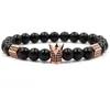 Strand 2024 clássico brilhante preto pedra contas pulseiras pavimentar cz coroa criativo diy pulseira para charme masculino feminino jóias na moda