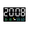 Horloges murales 25 16 3cm Grande horloge numérique Température Humidité Date Automatique Gradation Météo Table 12 / 24H Alarme LED