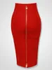 16 colores XL XXL Sexy Sólido Cremallera Naranja Azul Negro Rojo Blanco Rosa Vendaje Falda Mujeres Elástico Bodycon Verano Lápiz Falda 58cm 240123