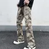 Mäns jeans high street denim byxor för man kamouflage lös sömmar långa byxor rakt avslappnad daglig fyra säsong