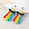 Europe And The United States Interesting Rainbow Alien Flying Saucer Funny Earrings Female Acrylic Earrings Personality Design Exaggeration