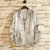 Jaquetas masculinas Brilhante Ouro Metálico Varsity Casacos Homens 2024 Primavera Nightclub Disco Dance Mens Bomber Jacket Stage Prom Streetwear 3XL