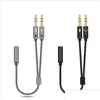 Conectores de cabos de áudio 2 em 1 Aux O Splitter S 3,5 mm Jack estéreo fêmea para macho fone de ouvido microfone y adaptador entrega eletrônica dh71v