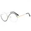 Montature per occhiali da sole 2024 Occhiali da vista con mezza montatura in metallo Occhiali da vista vintage da donna S Lenti piatte asimmetriche Anti blu