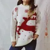 Frauenpullover Frauen Weihnachten Strickpullover 2024 Mode Koreanischer Stil Casual Lose Pullover Rot Weiß Warme Gestrickte Tops Weihnachtspullover