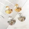 Brincos ruifan europa moda declaração jóias flabellate cor de ouro metal feminino vintage boêmio 2024 yea297
