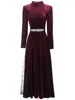 Casual Dresses Designer Women's Velvet Elegant Party Dress High Quality Luxury Evening Long Formal Occasion Fashion French Vintage