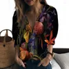 بلوزات المرأة الصيفية سيدة قميص الفاكهة ثلاثية الأبعاد شخصية لطيفة نمط غير رسمي للسيدات أزياء الاتجاه