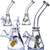 Cute Cartoon Hookahs Base de vaso Bongs Shisha Dab Rigs Quemador de aceite Tubos de agua de vidrio Ciclón Percolador Burbuja de vidrio Vaso de precipitados Bong Cuello doblado 10 mm
