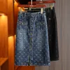 Nuovo design da donna a vita alta amore cuore jacquard jeans denim monopetto vent jag gonna lunga midi MLXLXXL3XL4XL