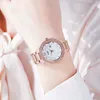 Orologio al quarzo impermeabile da donna, lussuoso, semplice, con quadrante grande, cinturino in acciaio, moda, con diamanti intarsiati