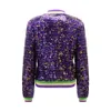 Sequin Coat Women's Velvet Carnival Spring and Autumn Ropa cardigan sweater punk purple Gothic bomber jacket Windproof jacket Y2k jacket 240123