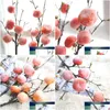 Decorative Flowers Wreaths Artificial Flower Berry Fruit Dried Persimmon Rose For Christmas Home Wedding Decoration Diy Wall Fake Dhsvi