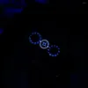 Orologi da polso OBLVLO Orologio meccanico automatico da uomo Design quadrante terrestre Zaffiro luminoso in pelle blu per uomo JM-EARTH