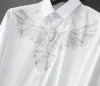 2024 Primavera di Lusso Aquila Strass Camicie Uomo Abbigliamento a Maniche Lunghe Casual Camicia di Vestito da Affari Social Party Banchetto Camicetta 5XL