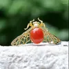 بروشز الصيف cicada عتيق بروش نساء عالي الجودة الدعوى الدعوى دبوس مطلي بالذهب رائع النمط الصيني