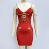 10001 L 2024 Runway Dress SPring Summer Dress V Neck Bandage dress Long Sleeve Beads Brand Same Style Womens Dress Fashion High Quality Mengmi