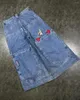 Jeans masculinos grande bolso boxe canguru impressão lavado perna larga y2k hip-hop rua casual solto harajuku personalidade denim homens