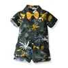 Bebek çocuk kıyafetleri kısa bakan çiçek gömlek şort erkekler erkek çocuklar rahat 2 parçalı takım elbise çocuk kıyafeti gençlik plajı dış giyim boyutu 80-130cm 72OY#