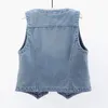 Women's Vests Denim Vest Women 2024 Spring Autumn Vintage Jeans Short Jackets Female Casual Sleeveless Waistcoats Cowboy Coat Tops