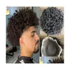 Parrucche per bambini da uomo 15 mm Afro Curl 1B Fl Pu parrucchino parrucca da uomo sostituzione capelli umani vergini indiani 12 mm unità di pizzo riccio per nero Dh3U6