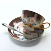 Vingglasögon högkvalitativa benporslin kaffekoppar vintage keramik onglazed avancerat te och fat sätter lyxgåvor