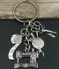 Keychains 10st Sying and Knitting Theme Cluster Bag Charm Alloy Gift for Women Keychain Pendant smyckesfynd