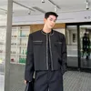 Men's Jackets SYUHGFA Clothing 2024 Spring Personality Design Short Style Collarless Loose Coat Korean Streetwear