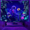 Tapestries 1pc Astronaut Forest Mushroom Fluorescent butterfly sun Tapestry Black Light Polyester Tapestry Wall Hanging For Living Room