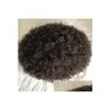 Мужские детские парики Tink Skin Шиньоны 4 мм Afro Curl Indian Remy Замена человеческих волос Fl Pu Toupee для чернокожих мужчин Drop Delive Dhb5L
