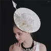 Berets Ivory Big Kenducky Chapeau Hats With Beautiful Lace Headpiece Ladies Party Occasion Hair Fascinator Accessories Hairpin