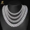 Pass Diamond Miami Hip Hop bijoux Vvs pierre brillante 3 rangées hommes 925 collier en argent Sterling Moissanite chaîne à maillons cubains