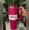 ABD Stoku 1: 1 Aynı Söndürücü H2.0 Cosmo Pembe Geçit Töreni Tumbler 40Oz Bardak Paslanmaz Çelik Otomobil Kupaları Sevgililer Günü Hediye Flamingo Su Şişeleri Logo 0123